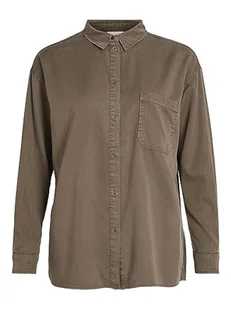 Vila Damska bluzka jeansowa Vibista L/S Oversize Shirt/Su-Noos, Crocodile, 44 - Bluzki damskie - miniaturka - grafika 1