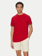 Koszulki męskie - Tommy Hilfiger T-Shirt Global Stripe MW0MW38630 Czerwony Regular Fit - miniaturka - grafika 1