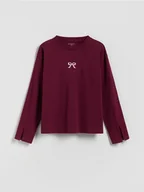 Bluzki dla dziewczynek - Reserved - Koszulka z haftem - bordowy - miniaturka - grafika 1