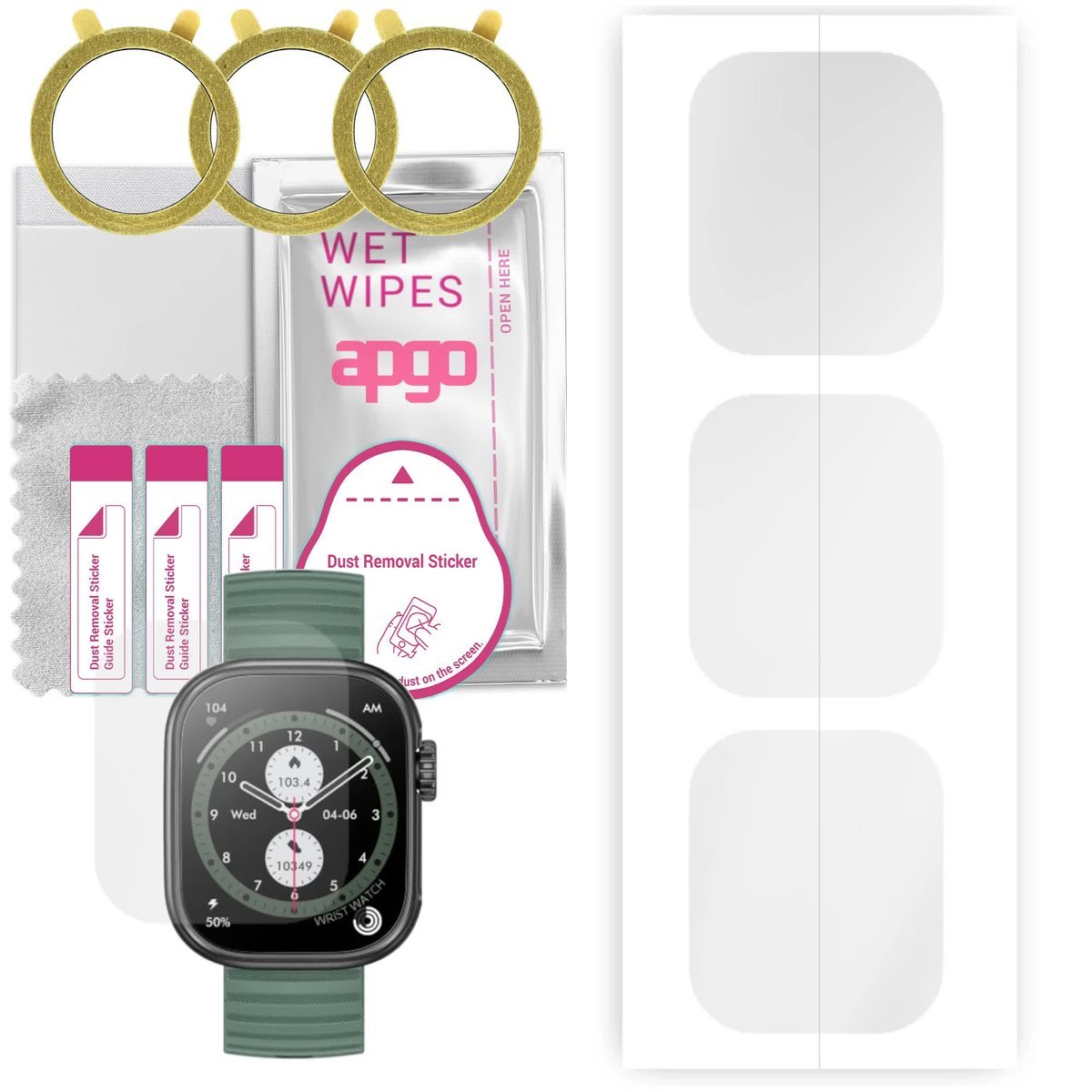 3x Folia ochronna hydrożelowa do myPhone Watch Tool - apgo Smartwatch Hydrogel Protection Ochrona na ekran smartwatcha