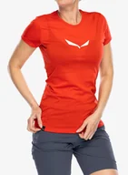 Koszulki i topy damskie - Koszulka damska Salewa Solid Dry S/S Tee - flame new logo - miniaturka - grafika 1