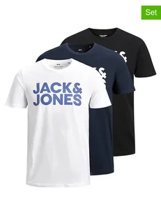 Jack & Jones Koszulki (3 szt.) "Jjecorp" w kolorze granatowo-biało-czarnym - Koszulki męskie - miniaturka - grafika 1