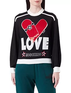 Swetry damskie - Love Moschino Damski sweter slim fit z długim rękawem, czerwony czarny (Red Black), 44 - grafika 1