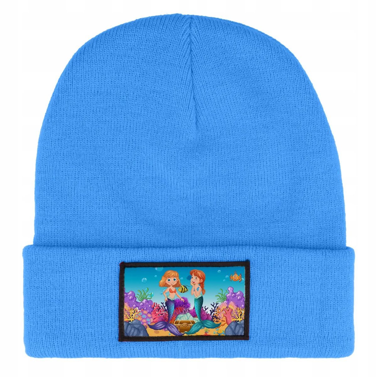 Czapka Zimowa Dziecięca SYRENKI MORSKIE Bajka Prezent Wzory Niebieska
