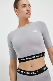 The North Face t-shirt treningowy kolor szary - Koszulki sportowe damskie - miniaturka - grafika 1