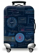 Akcesoria podróżnicze - POKROWIEC NA BAGAŻ WALIZKĘ OCHRONNY GRANATOWY WZORY TRAVEL M - miniaturka - grafika 1