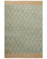 Dywany - BELIANI Dywan zielony z beżowym jutowy 200 x 300 cm wzór geometryczny tkany ręcznie styl boho do salonu sypialni - miniaturka - grafika 1