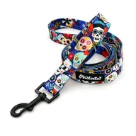 Smycze dla psów - Smycz Spacerowa Miejska Dla Psa Dia De Los Muertos, Szerokość 2,5 Cm, Czarny Karabińczyk  6Cm-160 Cm - miniaturka - grafika 1