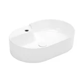 Umywalki - Uptrend Gloria umywalka 60x40 cm nablatowa owalna biała TR41302 - miniaturka - grafika 1