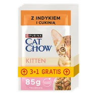 Mokra karma dla kotów - CAT CHOW Kitten Karma dla kociąt z indykiem i cukinią w galaretce 4x85g (3+1 GRATIS) - miniaturka - grafika 1