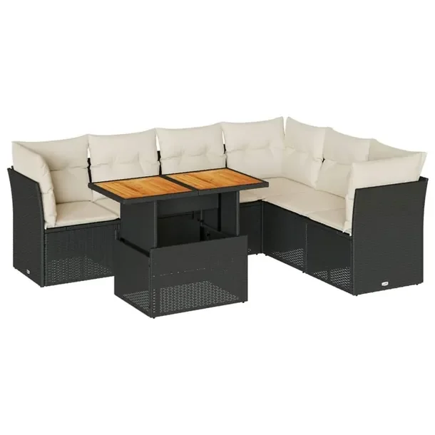 Zestaw mebli ogrodowych z rattanem PE, czarny, wymiary: 62x62x69 cm, 55x62x