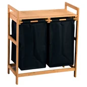 Kosze na bieliznę - Bambusowy kosz na pranie, dwukomorowy, 64 x 73 cm - miniaturka - grafika 1