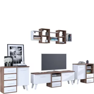 Meblościanka 4 Nordis MebloCross Craft Złoty / Biały Mat - Inne meble do salonu - miniaturka - grafika 1