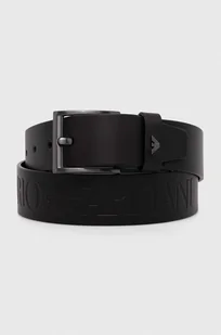 Emporio Armani pasek skórzany męski kolor czarny - Paski - miniaturka - grafika 1