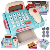 Zabawy w naśladowanie dorosłych - Kasa Sklepowa Fiskalna Skaner Dźwięk Kalkulator Niebieska - miniaturka - grafika 1