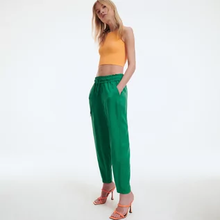 Spodnie damskie - Reserved Spodnie z wiskozy - Zielony - grafika 1
