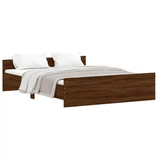 Rama łóżka z wezgłowiem i zanóżkiem, brązowy dąb, 160x200 cm Lumarko! - Łóżka - miniaturka - grafika 1