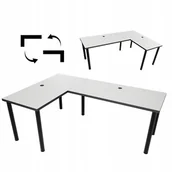 Biurka gamingowe - Biurko Gamingowe Narożne Białe Stół Obustronne - miniaturka - grafika 1