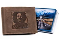 Portfele - Skórzany męski portfel Peterson Bob Marley na karty i dokumenty z ochroną RFID, brązowy - miniaturka - grafika 1