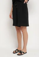 Spodenki damskie - Czarne Szorty z Bawełną z Wysokim Stanem i Sznurkiem Talonessa - miniaturka - grafika 1