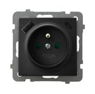 Gniazdka elektryczne - Ospel gniazdo pojedyncze z ładowarką USB A+C  AS - czarny metalik - miniaturka - grafika 1