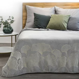 Eurofirany Euro Firany Koc 150 x 200 Flanelowy Ginko Srebrny 1222960 - Koce - miniaturka - grafika 1