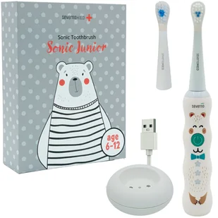 Szczoteczka soniczna elektryczna do zębów dla dzieci 6-12 lat SONIC JUNIOR + 2 końcówki - Szczoteczki do zębów dla dzieci - miniaturka - grafika 1