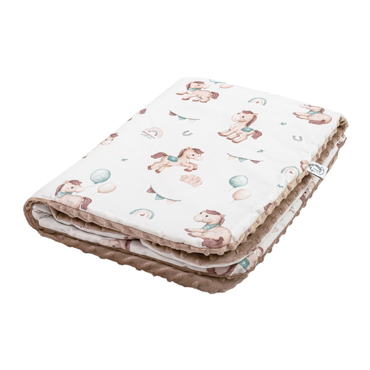 Kocyk Przedszkolaka bawełna - minky 100x150 cm Koniki Bonjour Cherie