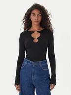 Swetry damskie - Fracomina Sweter FS25WT7021K501Q7 Czarny Slim Fit - miniaturka - grafika 1