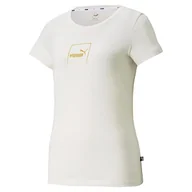 Koszulki i topy damskie - PUMA Holiday Tee Koszulka damska, Ivory Glow, M - miniaturka - grafika 1