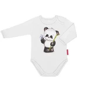 Body niemowlęce białe z nadrukami miś panda z długim rękawem długie ciepłe  86 - Body dla niemowląt - miniaturka - grafika 1