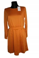 Sukienki - Sukienka Vila przed kolano długi rękaw prosta klasyczna kolor miodowy r. M - miniaturka - grafika 1