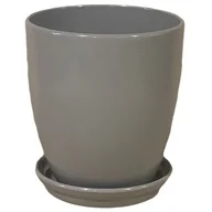 Donice - Doniczka Classic wysoka z podstawką 13,5 cm ceramiczna szara - miniaturka - grafika 1