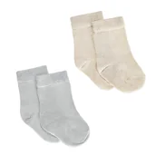 Skarpetki dla dzieci - Skarpetki dla noworodka bambusowe 2-pak - beż-szary - miniaturka - grafika 1