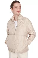 Kurtki damskie - Trendyol Damska bluza z kapturem, jednokolorowa, oversize, kurtka zimowa, beżowy, L, BEŻOWY - miniaturka - grafika 1