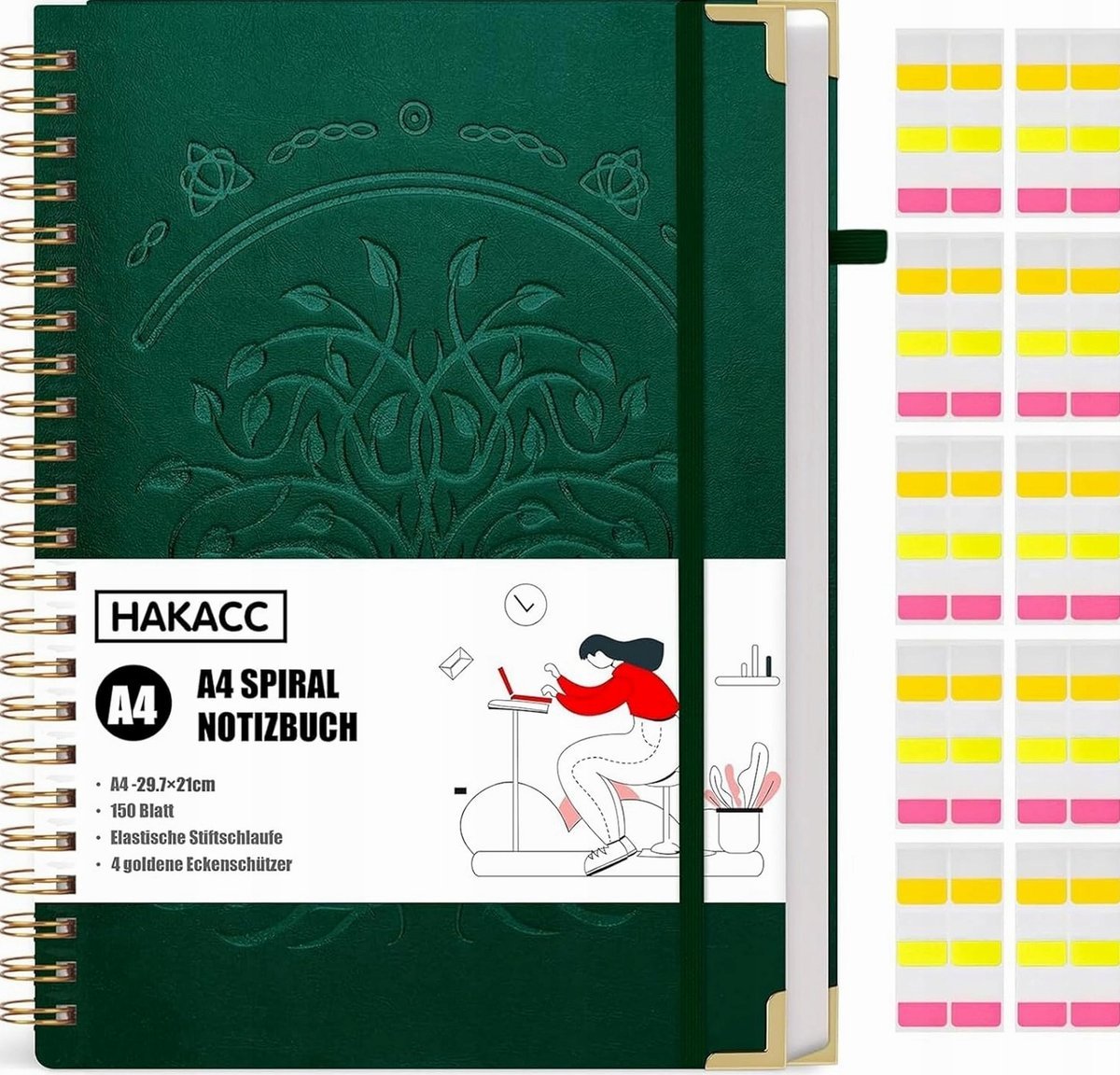 NOTATNIK A4 LINIOWANY SPIRALNY TWARDA OKŁADKA 300 STRON ELASTYCZNY PAPIER