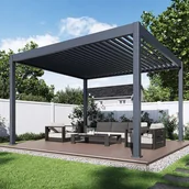 Kratki i pergole - Pergola elektryczna tarasowa DELUXE AUTOMATIC 3,6x4 z oświetleniem LED, Anthracite - Gutroof - miniaturka - grafika 1