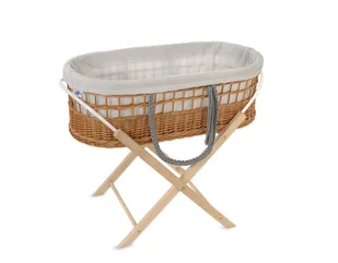 Kosz Mojżesza Boho Wiklinowy Ze Stojakiem Z Wyściółką Muślinową -Szarą - Łóżeczka i kojce Kosz Mojżesza Boho Wiklinowy Ze Stojakiem Z Wyściółką Muślinową -Szarą - Łóżeczka i kojce - miniaturka - grafika 1