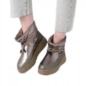 Botki damskie - SCHOLL BOTKI DAMSKIE METALICZNE Z TKANINY ORAZ SYNTETYKU 41 T7D - miniaturka - grafika 1