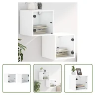 Szafki nocne - The Living Store Szafki nocne ze szklanymi drzwiami 2 szt. Biały 35x37x35 cm - miniaturka - grafika 1