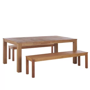 Shumee Zestaw ogrodowy eukaliptusowy stół i ławki naturalny MONSANO 264044 - Meble ogrodowe - miniaturka - grafika 1