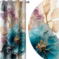 Zasłony - ZASŁONY GOTOWE NA PRZELOTKACH 140x250 PRZELOTKI KWIATY 138 SKRÓCENIE W CENIE - miniaturka - grafika 1