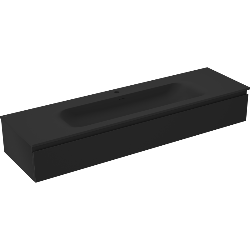 Mexen Orio szafka łazienkowa 160 cm z umywalką Vela, 1 szuflada, czarna mat - 91A10-16023-1-BF71-W23M71