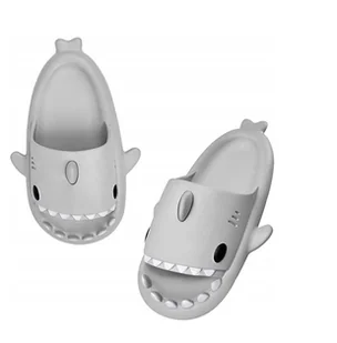 GRUBE KLAPKI NA BASEN REKINY ANTYPOŚLIZGOWE KAPCIE SHARK SZARE 42-43 - Skarpetki dla dzieci - miniaturka - grafika 1
