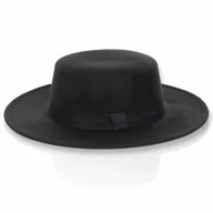 Moda i Uroda OUTLET - Kapelusz filcowy damski z paskiem czarny KP-06 - miniaturka - grafika 1