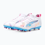 Piłka nożna - Buty piłkarskie dziecięce PUMA Ultra 5 Match Vol. Up FG/AG Jr puma white/luminous blue WYSYŁKA W 24H 30 DNI NA ZWROT - miniaturka - grafika 1