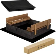 Place zabaw - Springos Piaskownica drewniana zamykana 100x100 cm z ławkami drewno impregnowane UNIWERSALNY - miniaturka - grafika 1