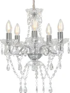 Lampy sufitowe - Lampa wisząca Lumes Srebrny żyrandol świecznikowy z kryształkami - EX96-Zoya - miniaturka - grafika 1