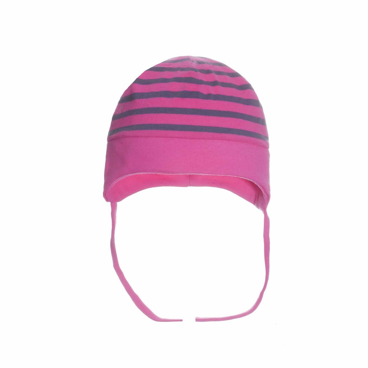 Niemowlęca czapka bawełniana w paski różowa Ambra r.42/44