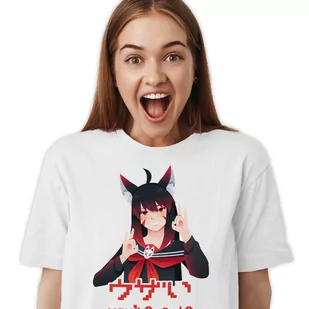 T-Shirt Koszulka Damska Bawełniana Biała XS Meow Otaku Kakegurui Wzory - Koszulki i topy damskie - miniaturka - grafika 1